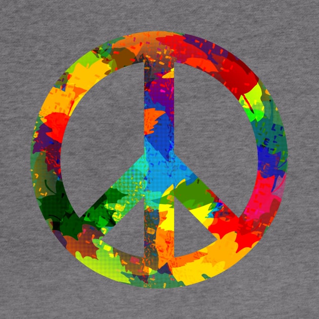 Peace symbol bright colors hippie style by pickledpossums